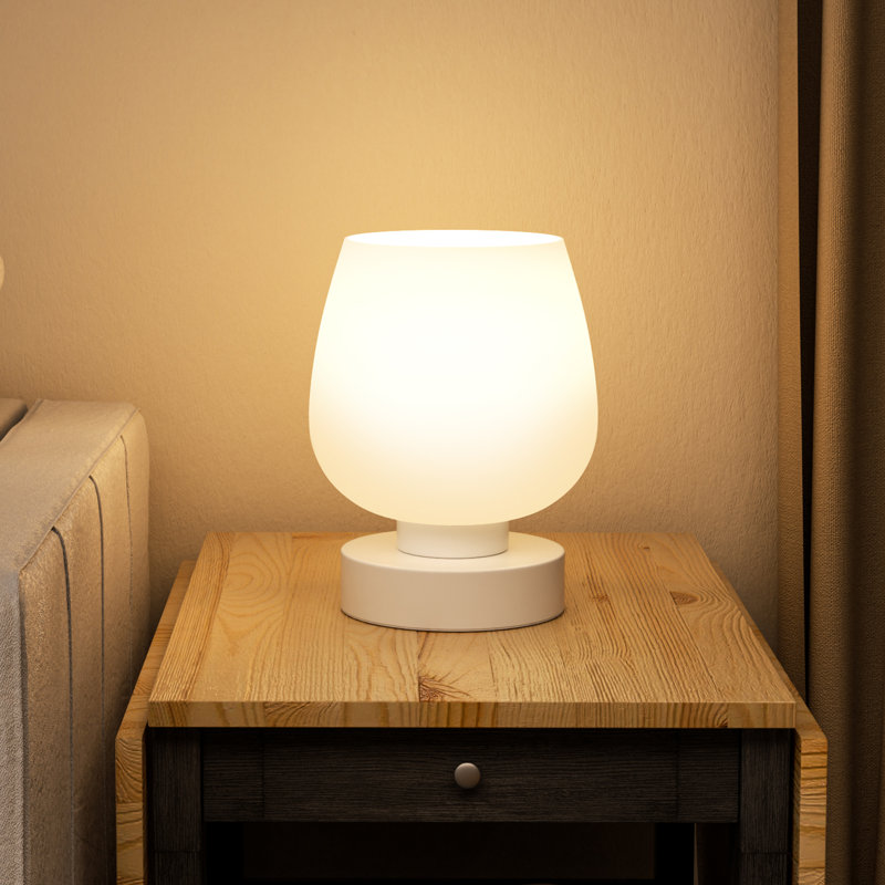 7'' Minamal Glass Bedside Table Lamp with 3-Way Touch Control