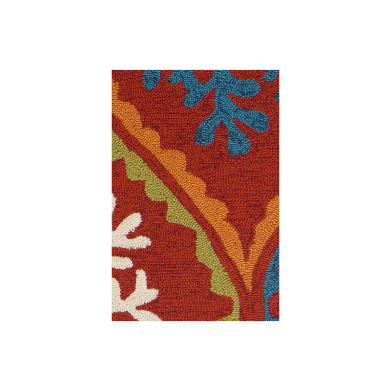 Tapis intérieur / extérieur rouge, bleu, jaune, blanc, orange et vert Terra Authentic, Rectangle 5 pi x 7 pi 6 po