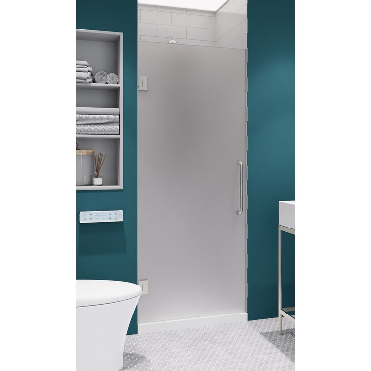 ANZZI 72 x 24 inch Frameless Frosted Shower Door in Brushed Nickel, Passion  Water Repellent Glass Door with Seal Strip Parts and Handle, 3/8 inch