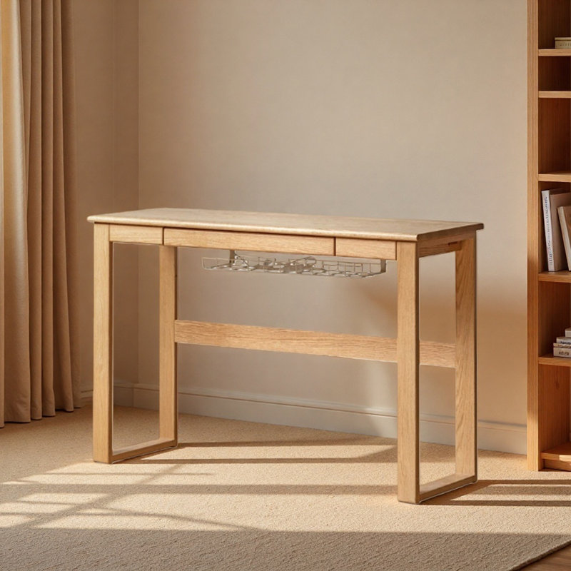 Bureau d'écriture en bois de chêne brun clair de qualité, H 29,52 po x l 47,24 po x P 15,74 po