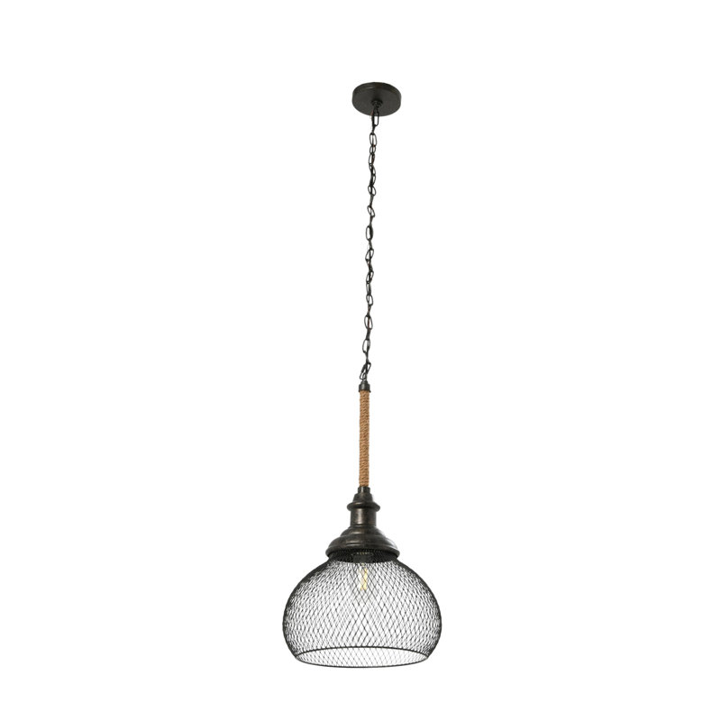 Luminaire suspendu en forme de dôme à 1 lumière avec détails en corde Amaleah