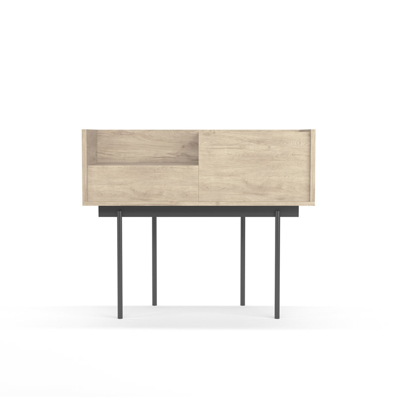 Amesfield 98cm Console Table, Graphite, Light Oak, 84cm x 98cm x 42cm