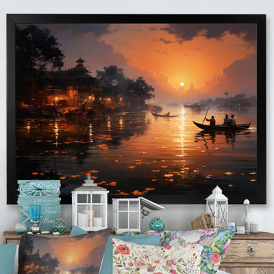 Hinduisim Sunset Aarti III - Spiritual Wall Art Living Room