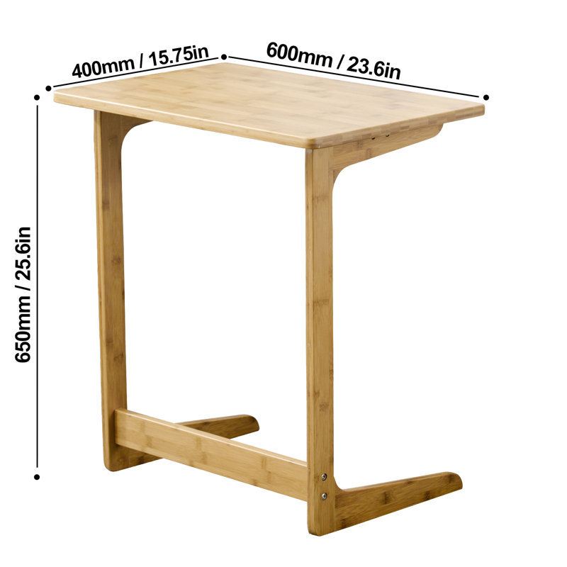 Natural Bamboo C-Shaped TV Tray Table for Sofa and Bed