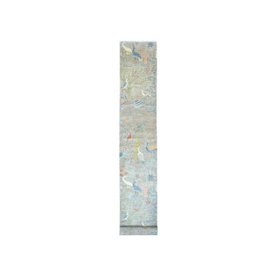 2'6" x 20'2" New Hand Knotted Grey Wool Runner Oriental Rug - MOA10220615