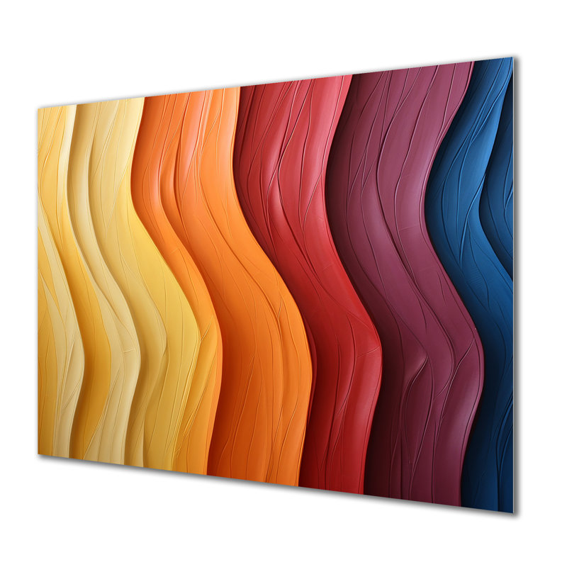 Ashanti au trône, vague multicolore - formes abstraites, art mural en métal MT131849, H 16 po x l 32 po x P 1 po