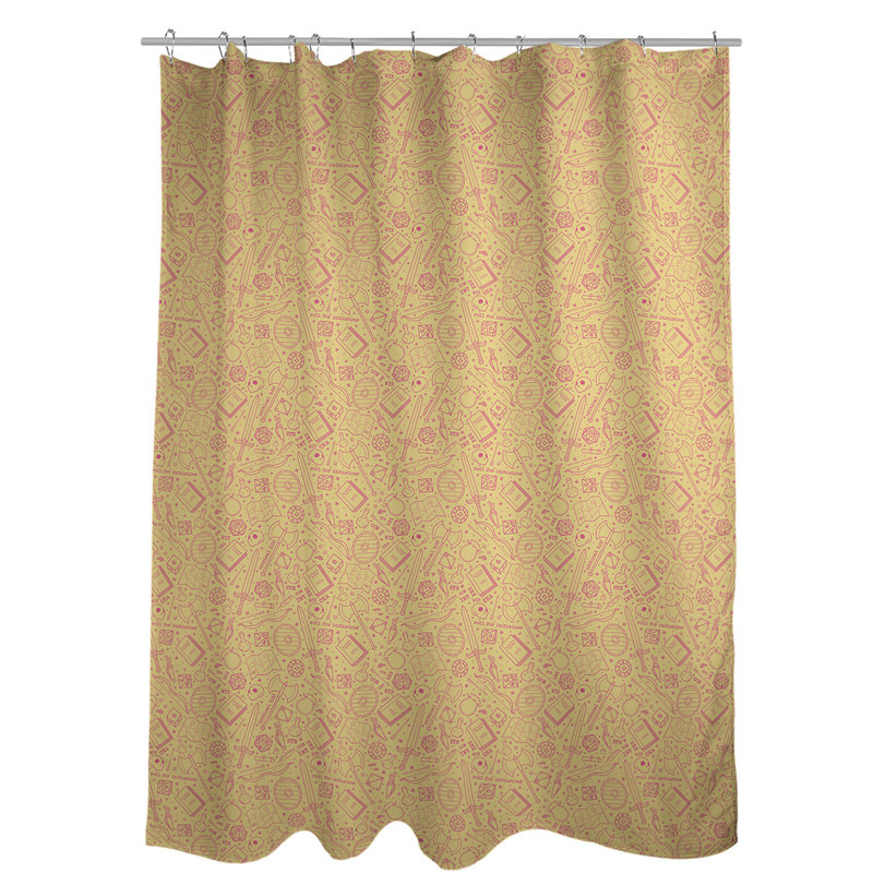 Rideau de douche simple classique RPG, Jaune / Rose