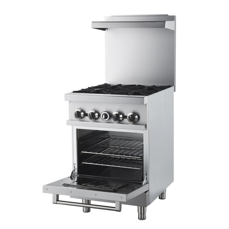 Forno Commerciale 24 Inch Stainless Steel Gas Range, 4 Burners, 120,000 BTU Total