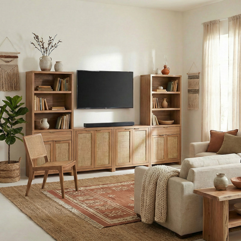4-Piece TV Stand Set, Natural Oak