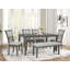 Round 6Pc Dining Table Chair Bench Set Lower Storage Shelves Dining Room Set Wooden Furniture