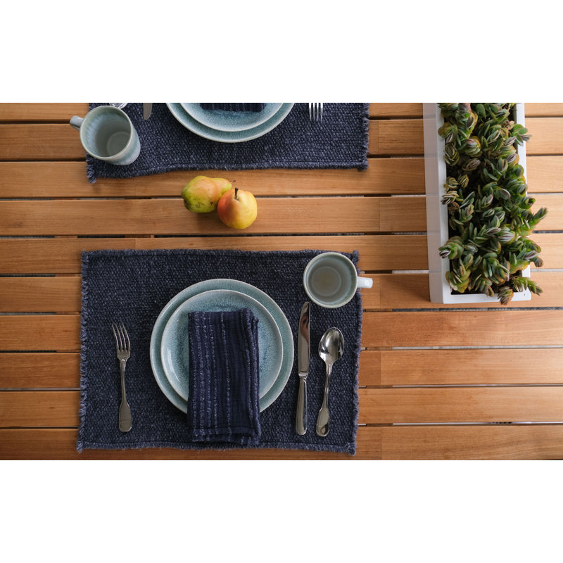 Porter 50% Linen, 17% Cotton, 16% Acrylic, 17% Rayon Rectangle Placemats, Navy