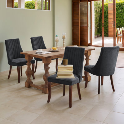 Ensemble de 4 chaises de salle à manger rembourrées en lin Modern Simplicity