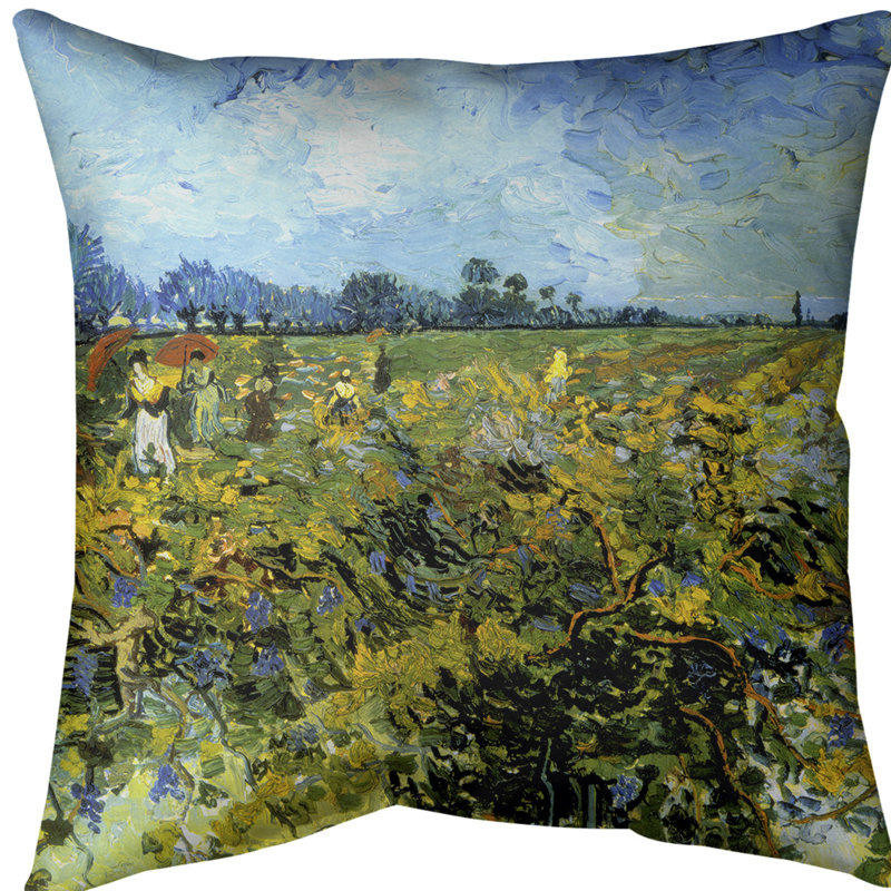 Coussin en vineyard, Bleu, 16 po x 1 po, Sergé de coton