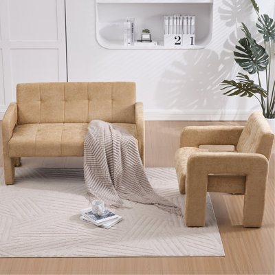 Nordic Style Yellow Chenille Double Armchair For Bedroom And Reading Relaxation With Design Bedrooms Lounges