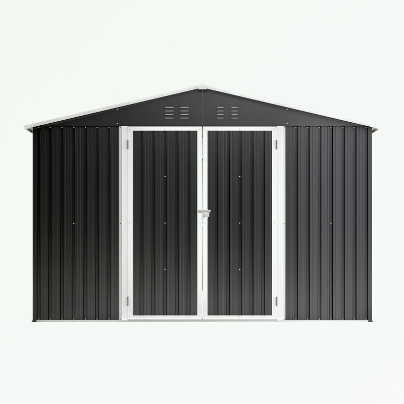 Remise de rangement extérieure en métal avec portes et évents verrouillables doubles