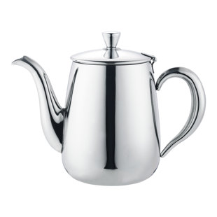 Café Olé Premium Tea Pot, 18/10 Stainless Steel, Mirror Polished, 13oz,  Stay Cool Hollow Handles, Perfect Pour Spout