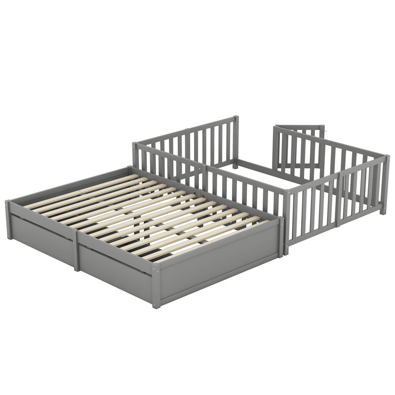 Slat Storage Bed, Full / Double, Gray