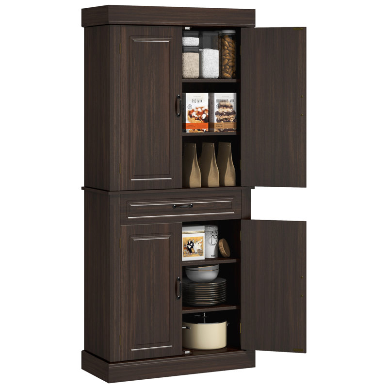 Garde-manger autoportant polyvalent avec beaucoup de rangement et un design élégant, Café