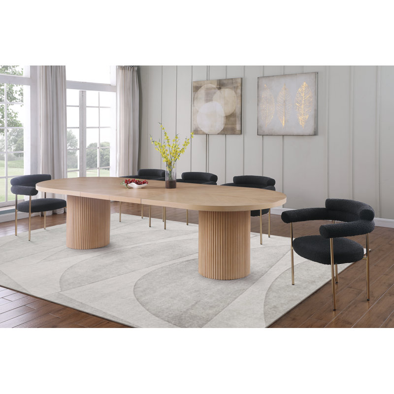 Ensemble de salle à manger extensible 5 pièces Orlina, Noir et or, Chêne clair