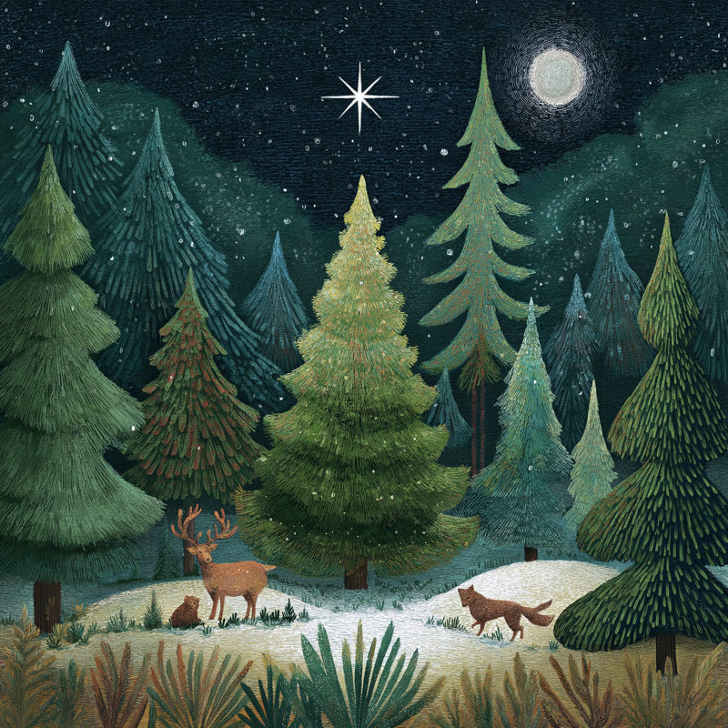 «Forest Star Night», art mural sur toile tendue, H 12 po x l 12 po