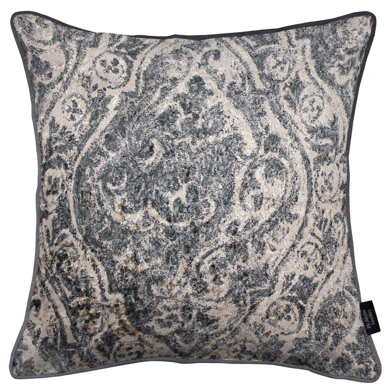 Renaissance Damask Square Throw Pillow Cover, 43cm H x 43cm W x 1cm D, Charcoal Grey