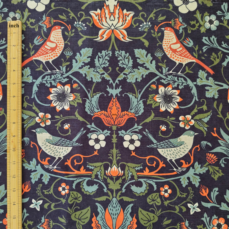 Nappe ronde en lin texturé 84 po, Strawberry Thief Jewel