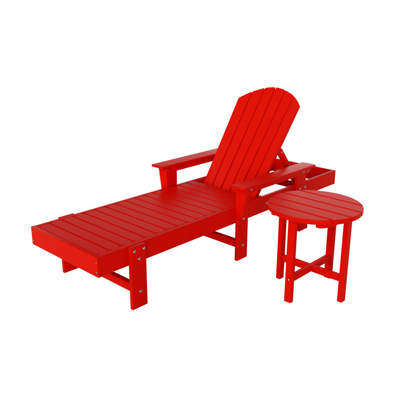 Altura Outdoor Chaise Lounge with Table, Red