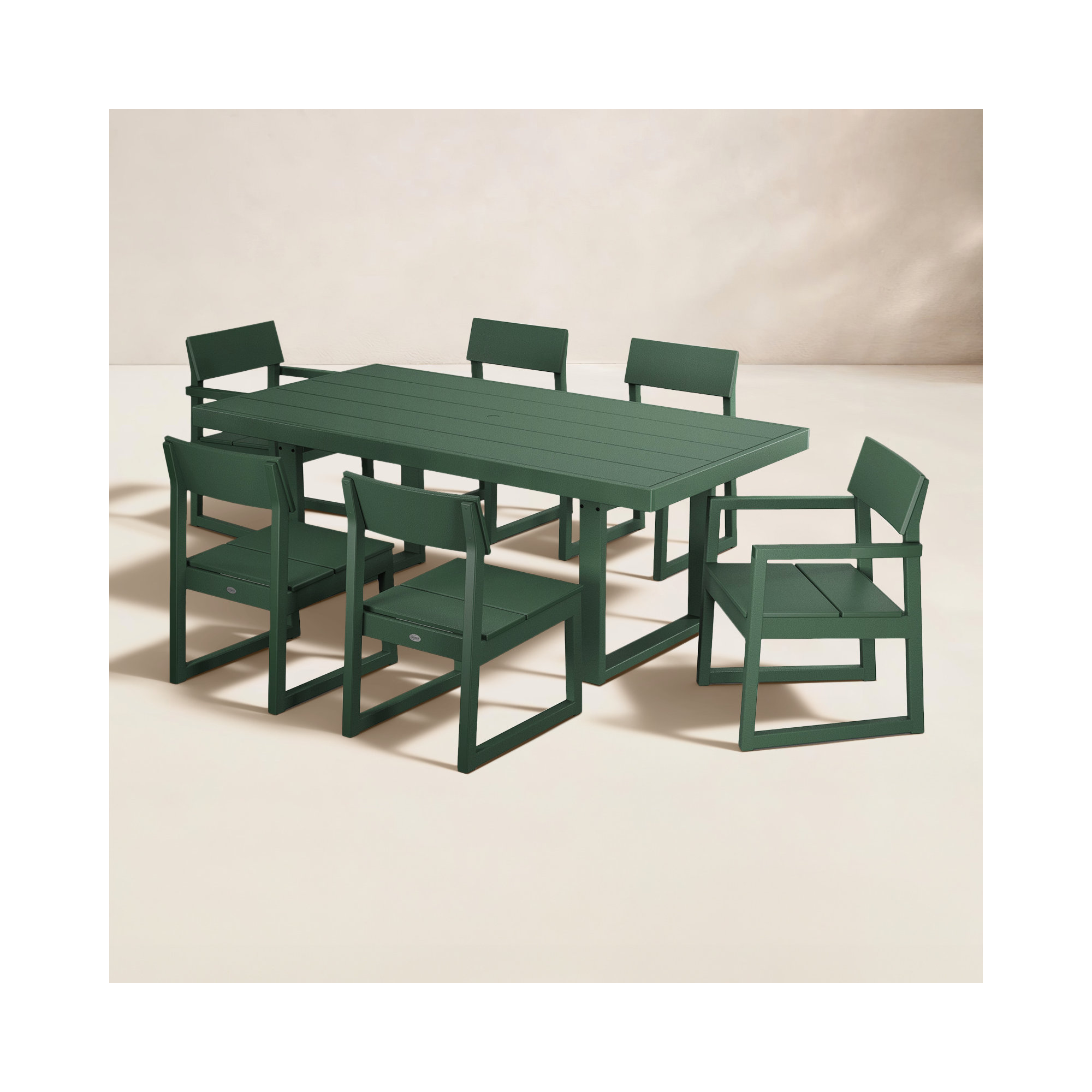 Edge 78" Rectangular 6-Person Dining Set, Green