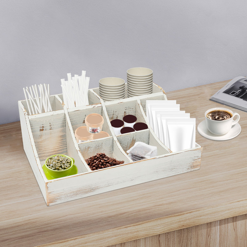 Wooden Condiment Organizer With 9 Compartment