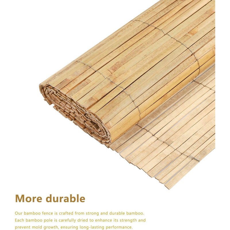 Rouleau de clôture en bambou 1,83 m x 3,96 m, panneaux de brise-vue en bambou naturel pour jardin, cour, terrasse, balcon.
