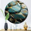 Horloge murale sarcelle et or - peinture abstraite-93379444