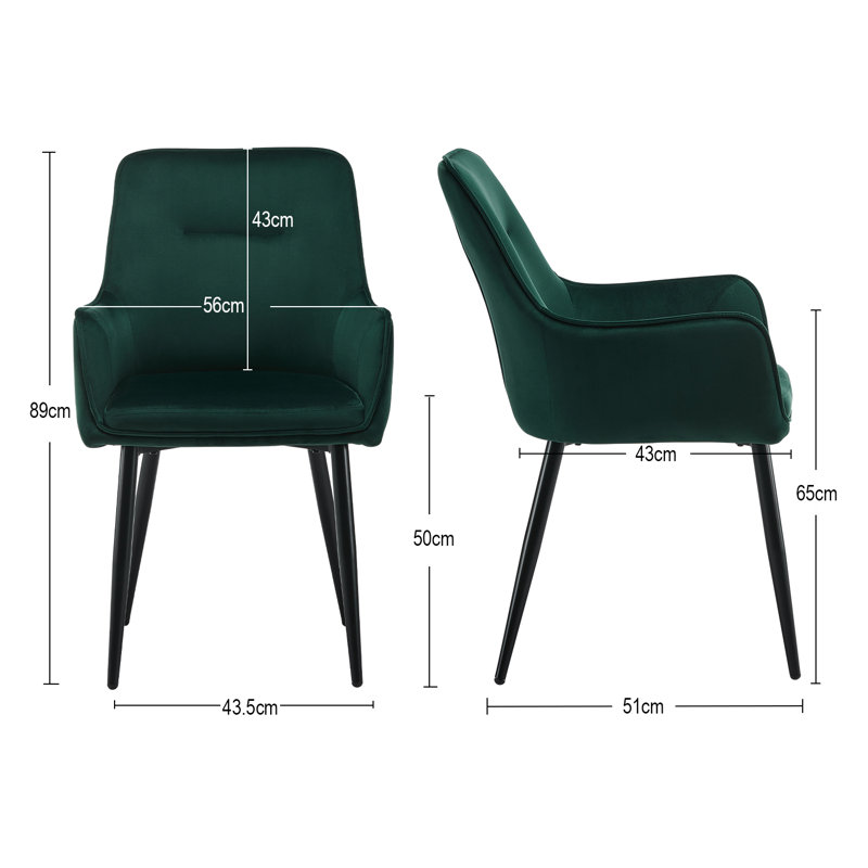 Gelnett 50cm H Velvet Upholstered Armchair, Green