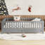 Lit plateforme simple avec garde-corps, structure de lit simple en bois massif, peut être converti en lit plateforme double gris-1062004762-1062004763