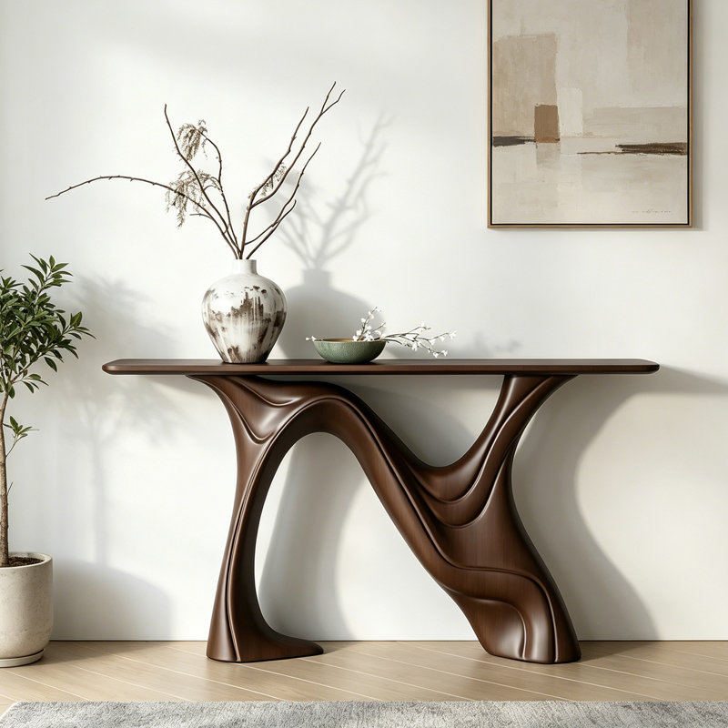 Console Modern Light Luxury, 33.5" H x 59.1" W x 11.8" D, Brun, Brun, Brown