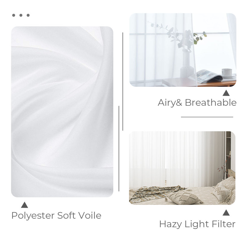 Paire de rideaux transparents en polyester Laquentin