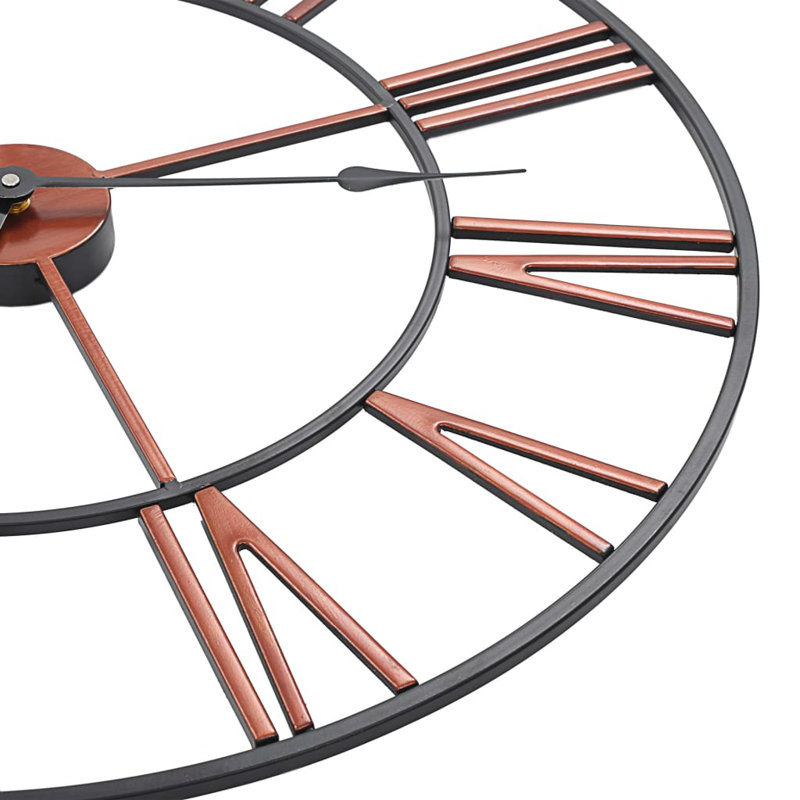 Arikara Metal Wall Clock, Black/Red, 58cm H x 58cm W x 1cm D