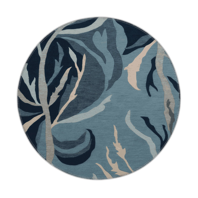 Tapis intérieur et extérieur bleu Nature, Rond 5 pi
