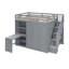Lit mezzanine double avec garde-robe, bureau et tablettes, gris-932785051