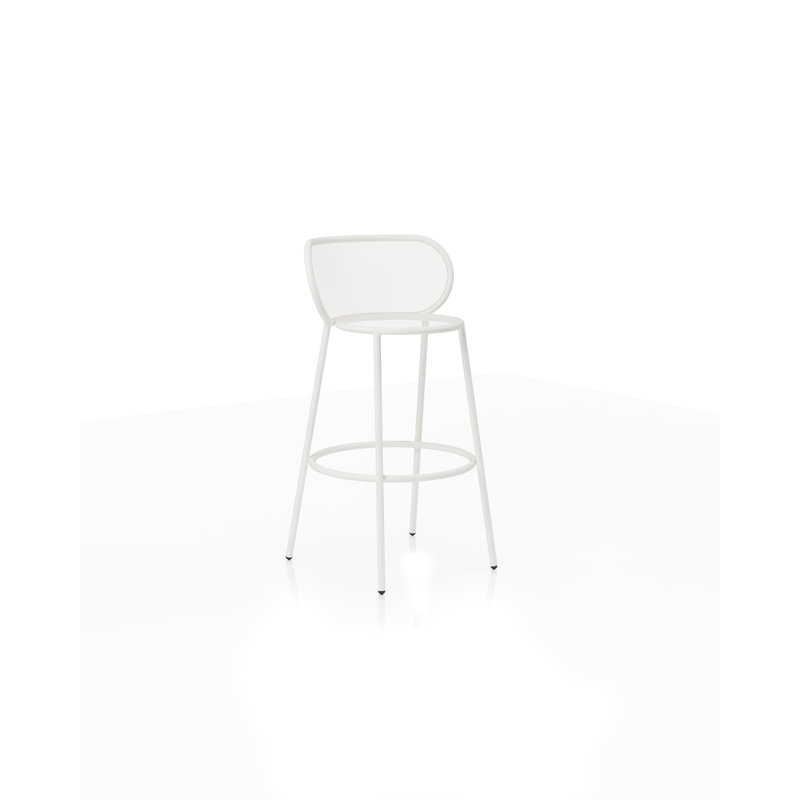 Lemon Yellow Steel Low Back Patio Bar Stool