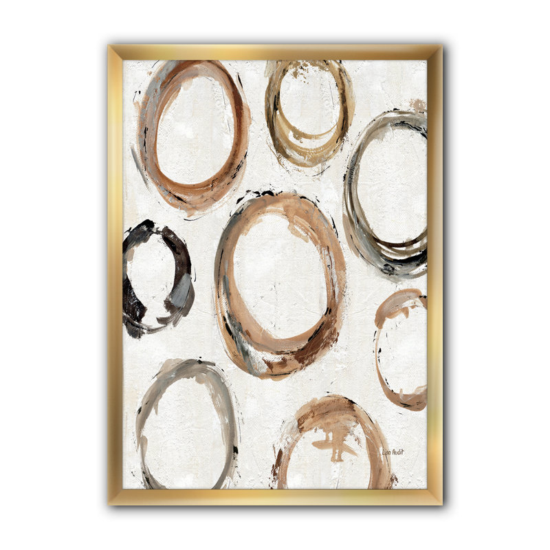 « geometric circle natural balance i », reproduction d’image sur toile, Cadre doré, H 40 po x l 30 po x P 1,5 po