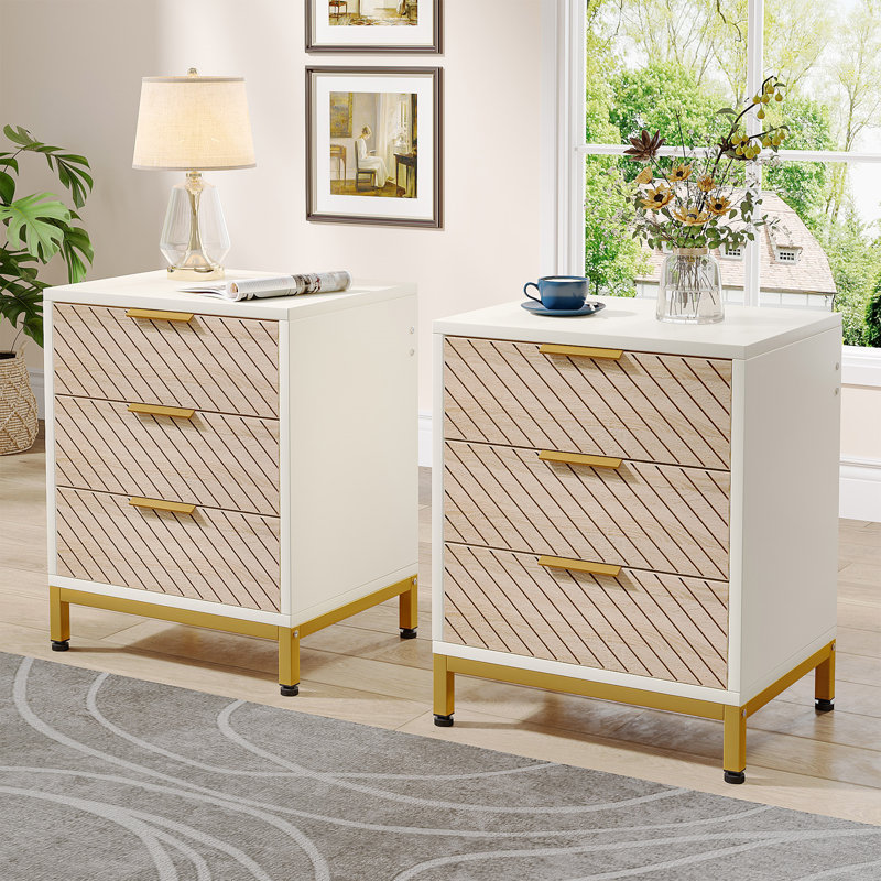 Table de chevet Evalene, Brun clair / jaune