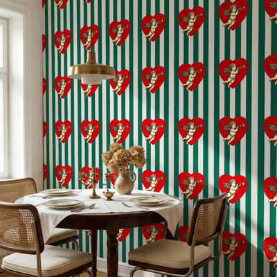 Papier peint chérubin avec décoration murale éclectique