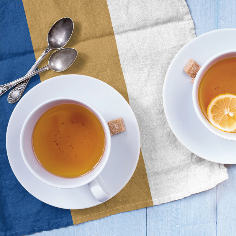 Stripe Tea Towel Kitchen Towel, Poly Twill, Blue/Gold/White Baseball