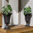 2-Pack Black Trophy Pedestal Urn Planters, 23.6" Tall Weather-Resistant HDPE Outdoor Flower Pots with Sturdy Solid Base-116832554