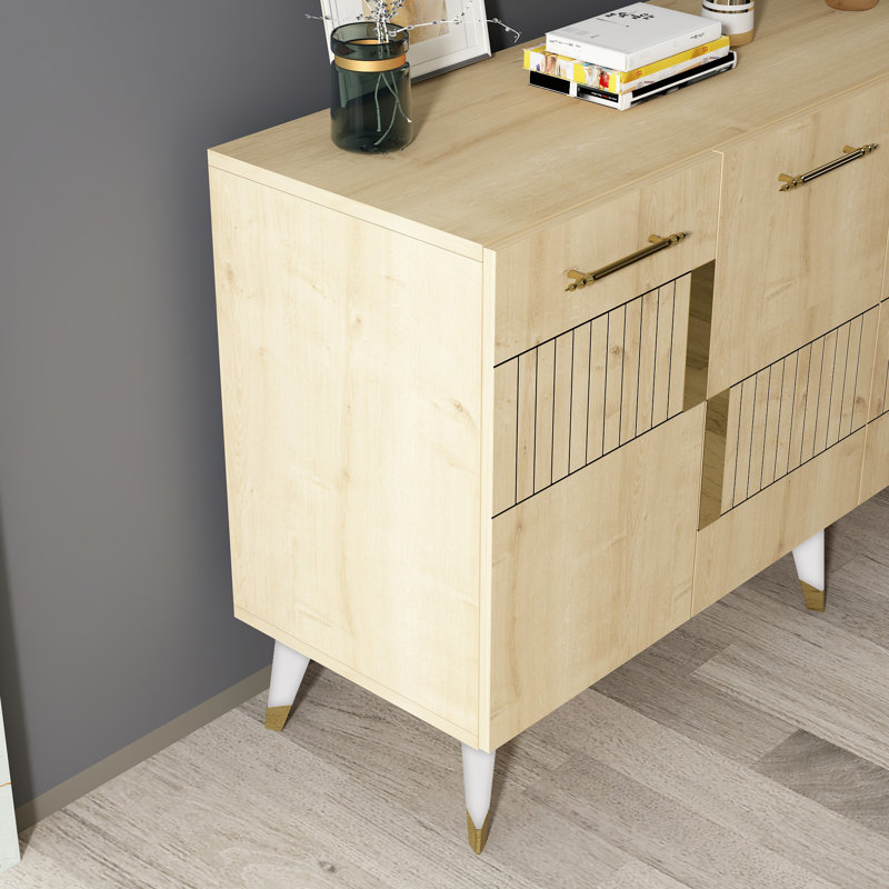 Olivia 79cm Console Table, Sapphire Oak/Gold