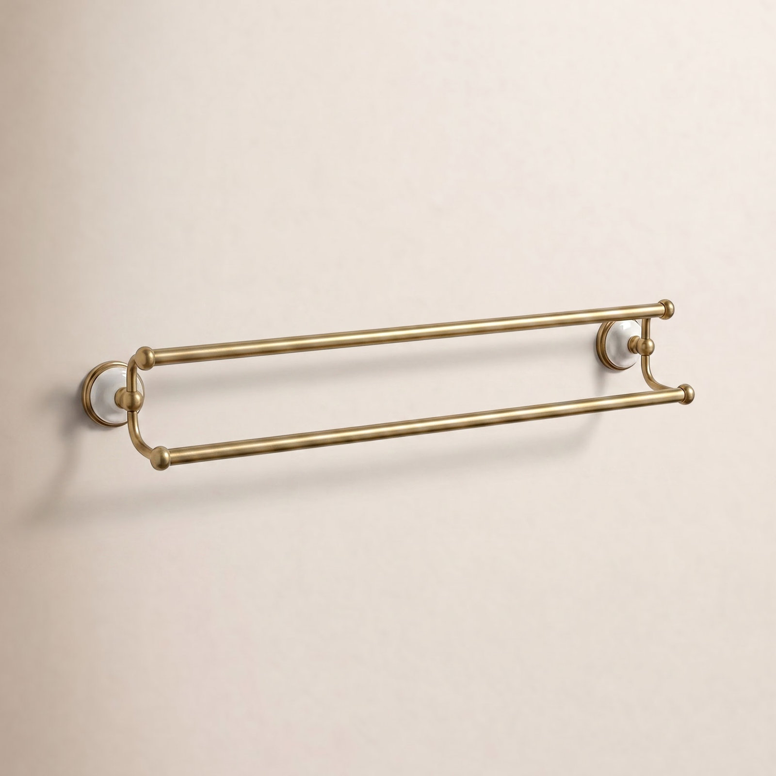 Victorian 24" Dual Towel Bar, Brushed Brass