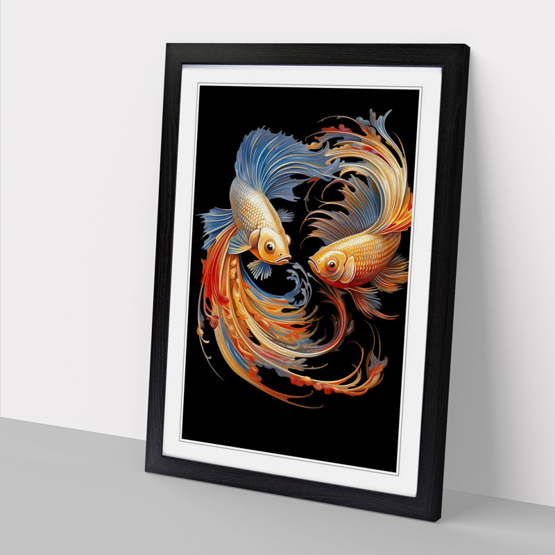 Fish Modern - Framed Print, Black, 34cm H x 25cm W x 2cm D