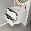 Meuble-lavabo mural flottant 24 po avec lavabo en céramique - Design cannelé moderne et tiroirs de rangement-1149209988
