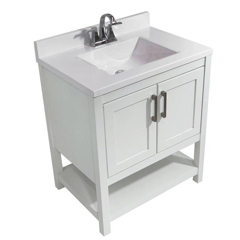 Tufino 31'' White Freestanding Bathroom Vanity with Marble Top