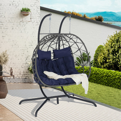 Double chaise à œufs avec support suspendu pour l'intérieur et l'extérieur